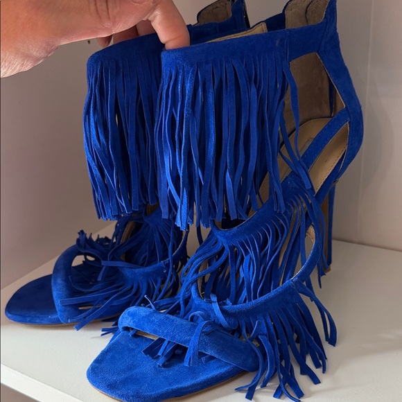 Steve Madden Royal Blue Fringe Heels - Picture 3 of 12